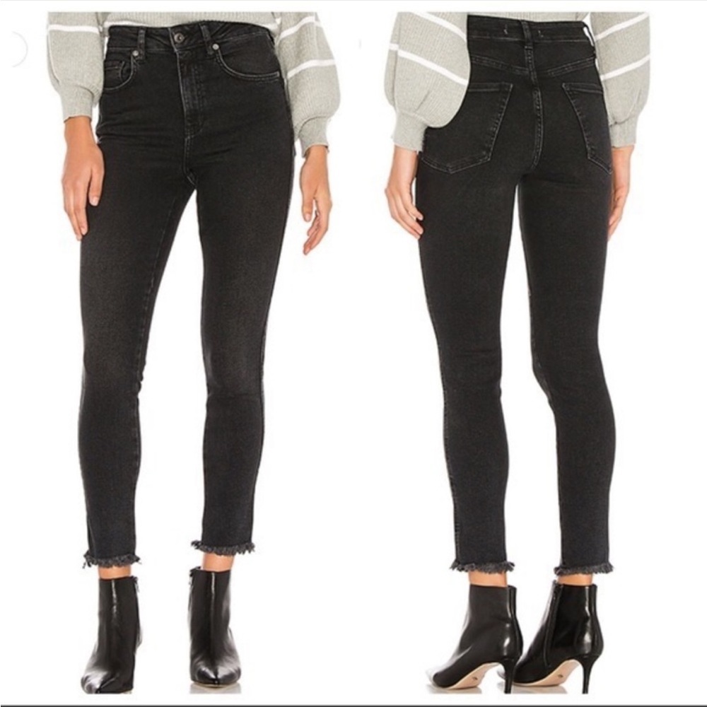 NWT Free People raw high rise Jeggings skinny jeans black 28 29